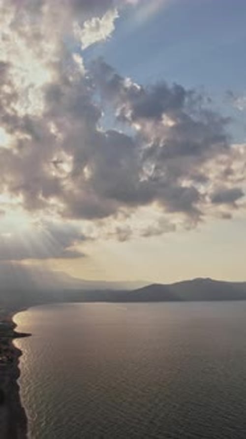 Coastal Scenery at Sunset, Aerial View