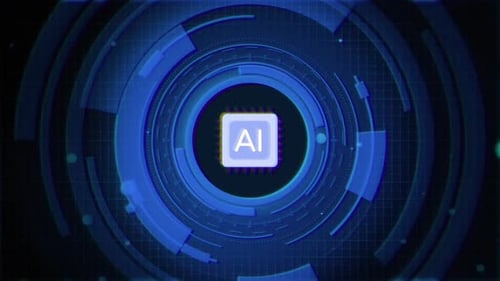 Ai-Symbol auf futuristischem Cyberspace-Hintergrund