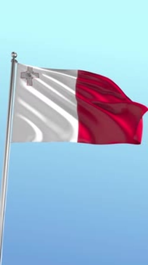 Malta Flag Waving Realistic Loop Animation