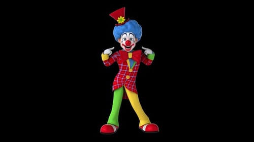 Lustiger 3D-Cartoon-Clown (mit Alphakanal)