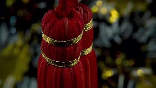 Chinese New Year symbol ornament, oriental decoration, traditional red hanging lantern ball, colorfu