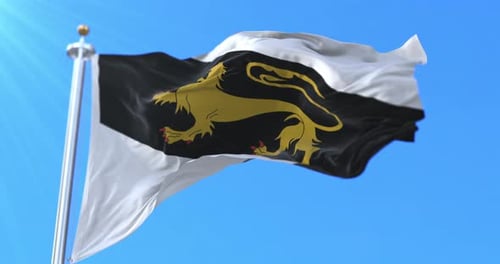 Realistic Limburg Flag Waving with Golden Lion