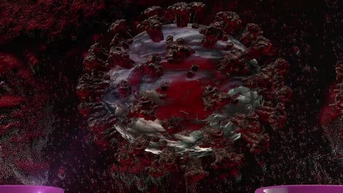 3D Animated Microscopic Cancer Cells with Ribbon Title Reveal