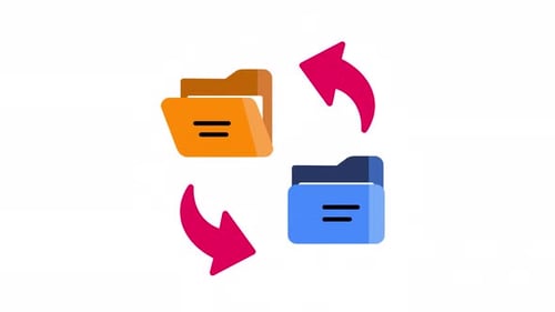 Animated Flat Design Icon of Data Transfer and Synchronization