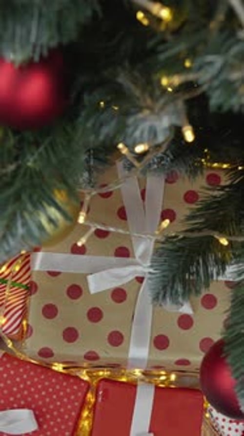Festive Christmas Tree Decorations with Wrapped Presents