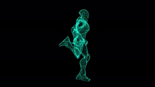 Neon-Skelett-Animation einer laufenden Figur
