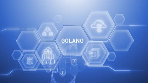 Golang Hand touching,Digital transformation,Science and artificial intelligence,innovation