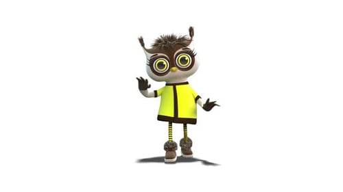 The Owlet Walks And Greets on White Background