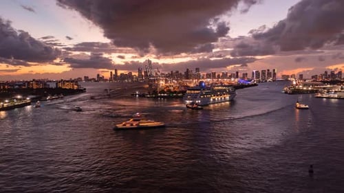 Port Of Miami Sunset day to night