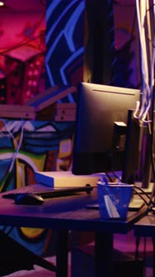 Vertical Video PC Hacking Software in Underground Base