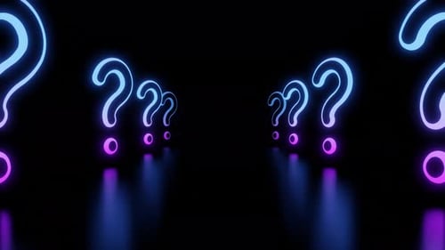 Corridor de symboles de points d'interrogation dégradés violets colorés