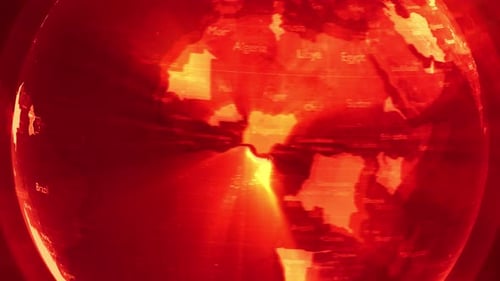 Digital Earth Map Zoom to Highlighted Countries with Network Lines