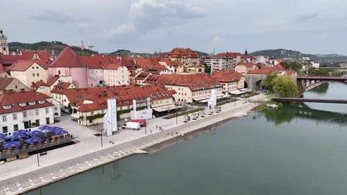 Aerial view of the city of Maribor in Slovenia