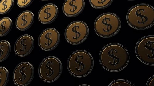 Rotating Golden Dollar Coins Corporate Finance Background