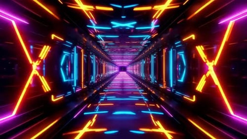 Futuristic Neon Cyberpunk Tunnel Loop