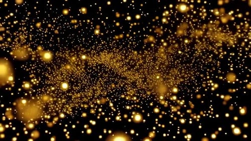 Fond d'onde de particules abstrait doré avec bokeh lumineux