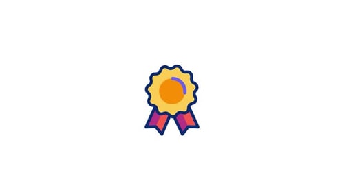 Flat Design Award Ribbon Icon Reveal Animation