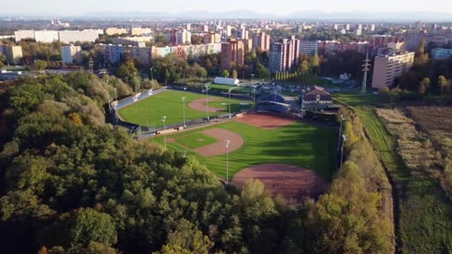 Aerial View Of Arrows Park Ostrava During Autumn In Ostrava, Czechia.