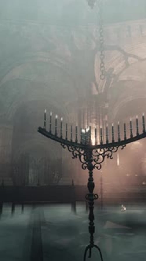 A Mesmerizing Chandelier Illuminating a Dimly Lit Room