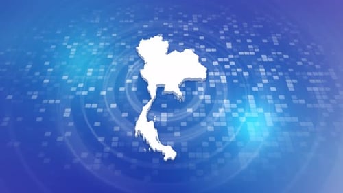 Thailand Map Outline Reveal on Digital Background
