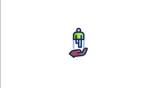 Animated Flat Design Icon of Hand Lifting a Person