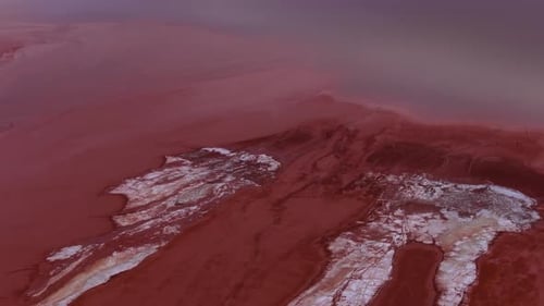 Red Mud Dam Of San Ciprian Contaminated With Toxic Aluminium Waste In Lugo, Spain. aerial pullback s