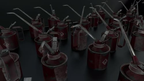 Industrial Grunge Rusty Oil Cans Moving Background
