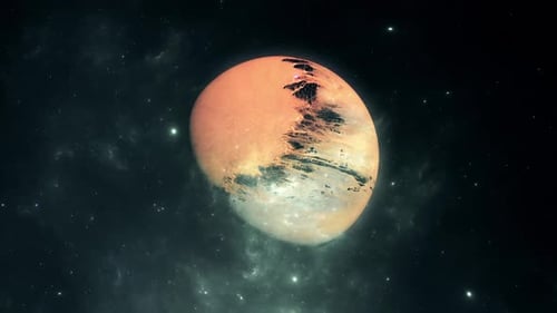 Rotating Alien Planet in Starry Space Background