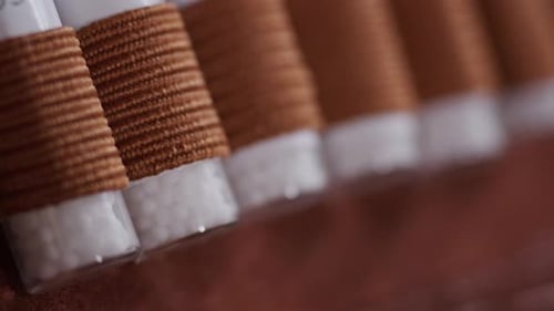 Close up makro shot of homeopathic globoli glass.