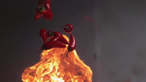 Flames And Jalapeno Peppers In Super Slow Motion, Shot On Phantom Flex 4k