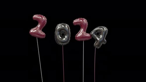 New Year 2023 Shiny Foil Balloons Celebration Animation