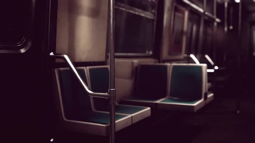 Empty Subway Wagon Using New York City Public Transportation System