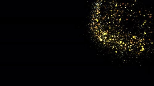 Golden Glitter Flight with Shining Gold Light Particles Trail