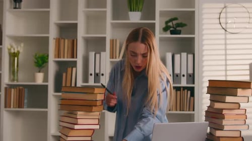 Caucasian Woman Self Education Business Corporate Study Student Girl High School Pupil Learner