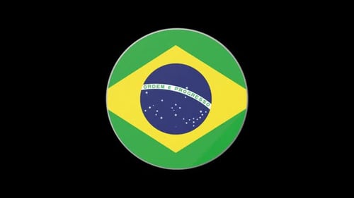Rotating 3D Brazilian Flag Circle Emblem Animation