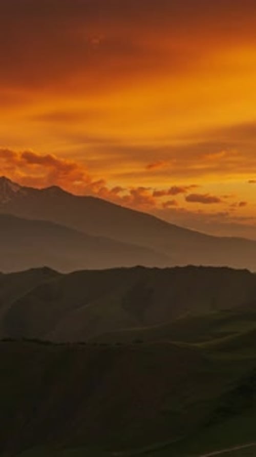 Mountain Range at Golden Hour Sunset