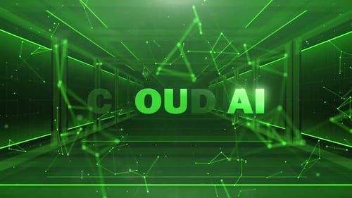Futuristic Data Network Reveals Cloud AI Title