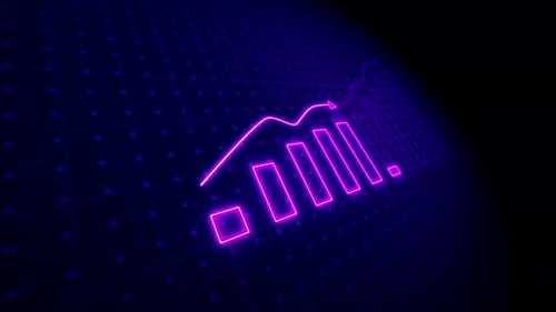 Animated Neon line Business graph. growth business concept. Business graph show increase business.
