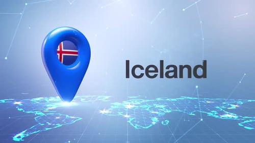 3D Location Pin Reveal for Global Map with Country Flag