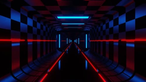 Blue And Red Futuristic Corridor Background Vj Loop In HD