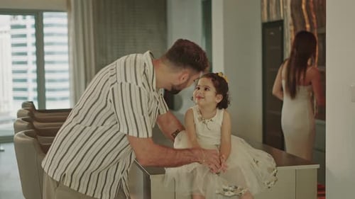 Dad and Daughter in Modern Bright Home