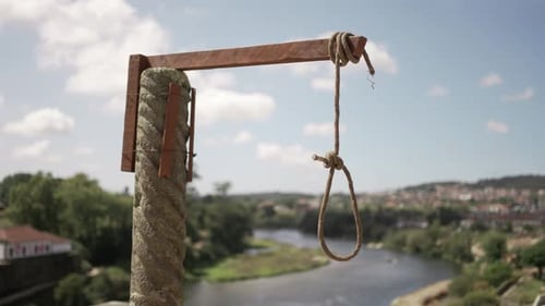 Noose hanging over river in Barcelos