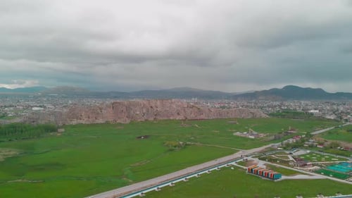 General view of Van city from the air, Turkey