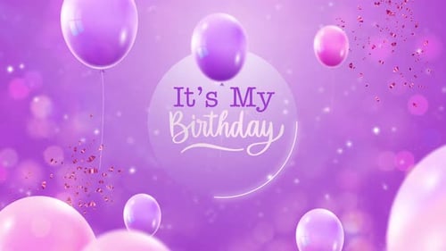 Animated Birthday Title with Balloons and Confetti