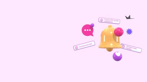 Animated 3D Notification Bell and Message Alerts