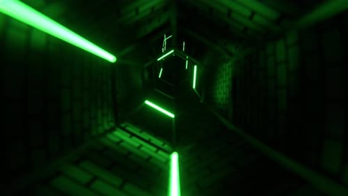 Cyan And Green Strobe Cyber Brickway Background Vj Loop In 4K