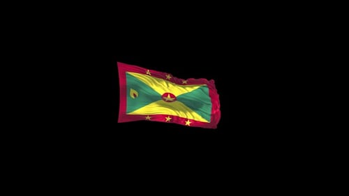 Grenada Flag Waving Loopable Animation on Black Background