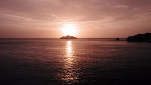 Aerial view city bay sunset - Santa Marta - Colombia