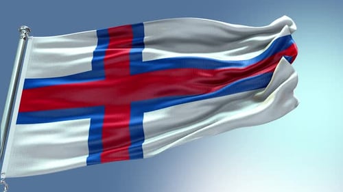 Rendu 4k Vidéo du drapeau des îles Féroé ondulant dans le vent Drapeau des îles Féroé Wave Loop w