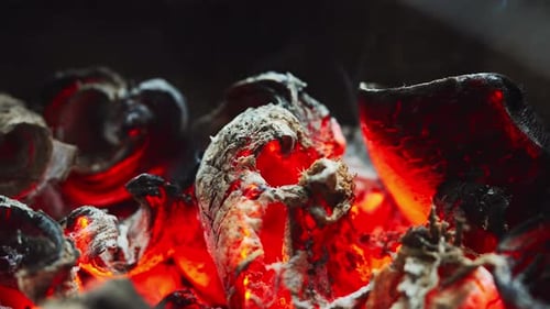 Burning coal on fire